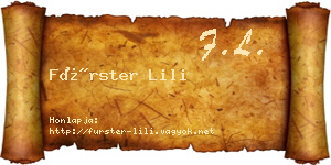 Fürster Lili névjegykártya